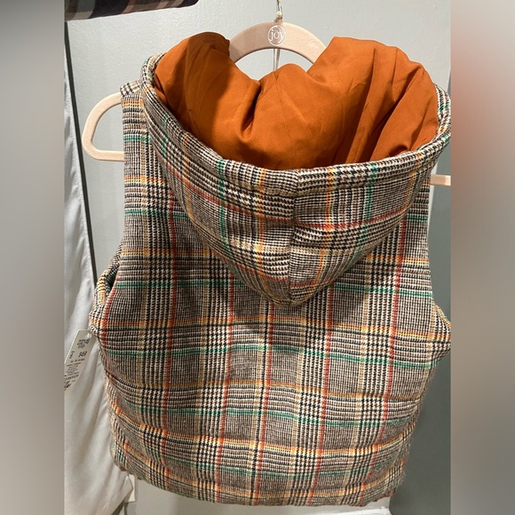 NWT Etcetera Puffer Vest/Jacket Brown/Multi Color - With Hoodie - Picture 6 of 6